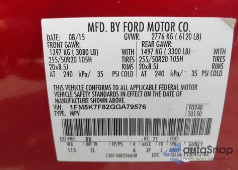 2016 Ford Explorer Limited z USA, uszkodzony, nr VIN 1FM5K7F82GGA79576